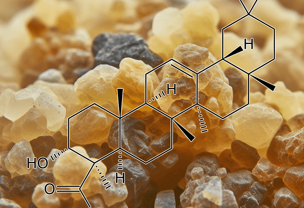 Frankincense (Boswellia carteri) – A striking image of Frankincense resin, a key component in Interstellar Blends for anti-inflammatory and respiratory benefits.