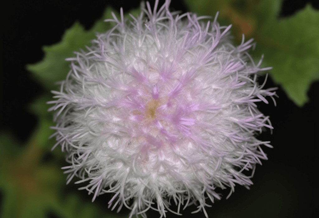 Ageratum conyzoides plant illustration, a traditional medicinal herb included in Interstellar Blends' herbal formulas, known for its anti-inflammatory, antimicrobial, and wound-healing properties