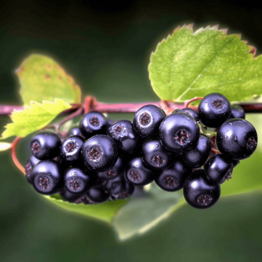 Aronia mitchurinii – A high-quality capture of Aronia mitchurinii (Black Chokeberry), a superfruit in Interstellar Blends rich in antioxidants.