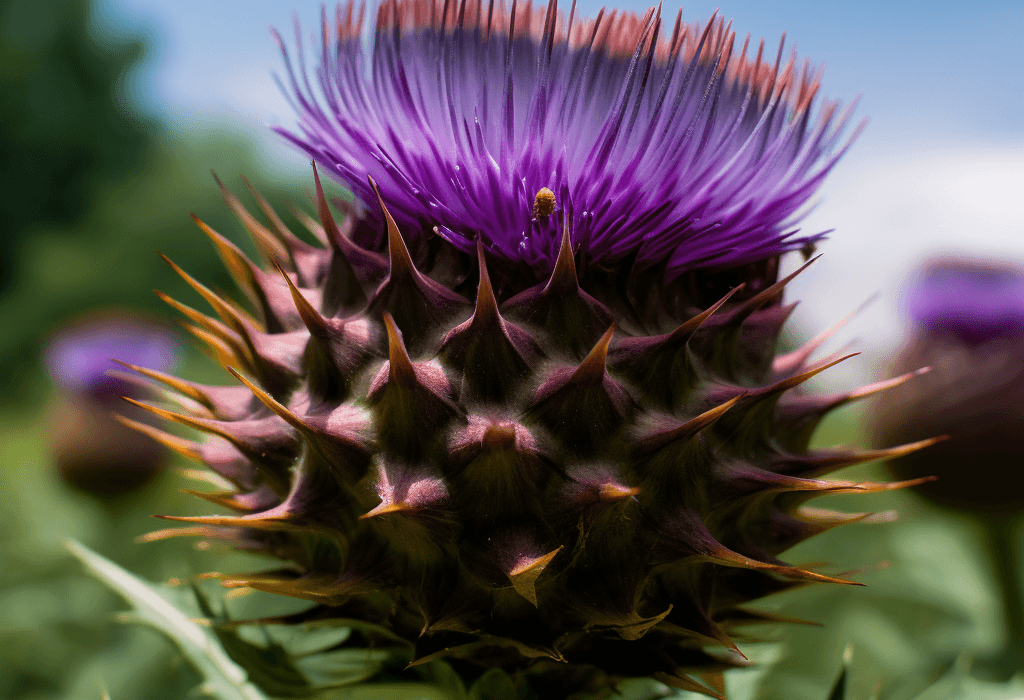 Cynara cardunculus – A striking image of Cynara cardunculus (artichoke thistle), a key ingredient in Interstellar Blends for liver health.