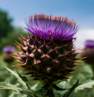 Cynara cardunculus – A striking image of Cynara cardunculus (artichoke thistle), a key ingredient in Interstellar Blends for liver health.