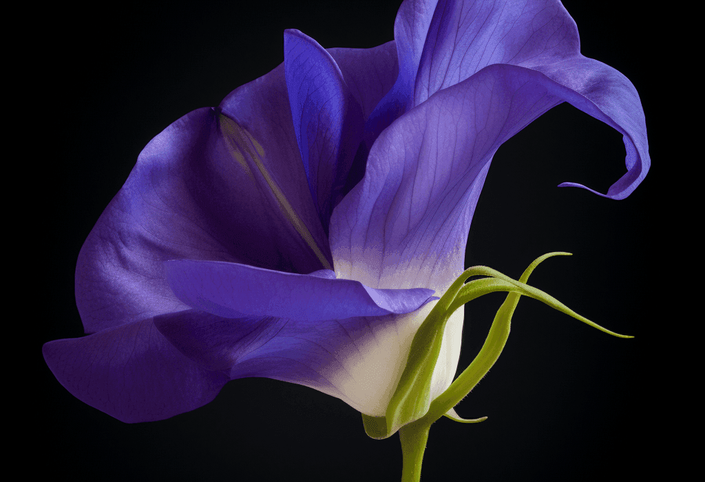 Vibrant Clitoria ternatea (Butterfly Pea Flower) in full bloom—renowned for its deep blue petals and powerful antioxidant properties. Featured in Interstellar Blends' herbal formulations for cognitive enhancement, vitality, and stress relief.