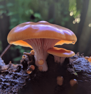 Flammulina velutipes (Enokitake) – A bright capture of Enokitake mushrooms, featured in Interstellar Blends for immune support and cognitive enhancement.