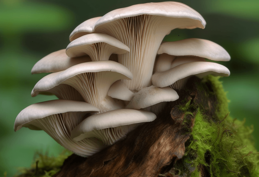 Pleurotus ostreatus – A close-up of Pleurotus ostreatus (Oyster mushroom), a powerful antioxidant-rich fungus in Interstellar Blends for immune support.