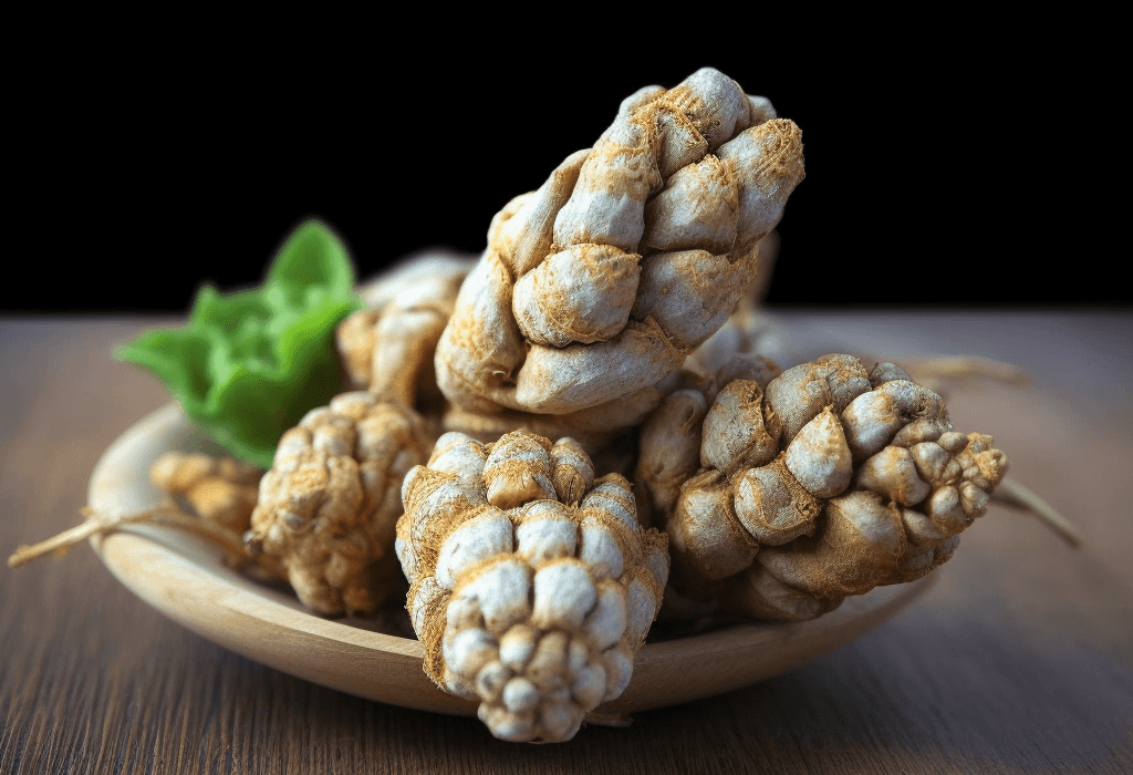 Panax notoginseng – A close-up of Panax notoginseng, an adaptogenic herb in Interstellar Blends known for blood circulation and recovery.