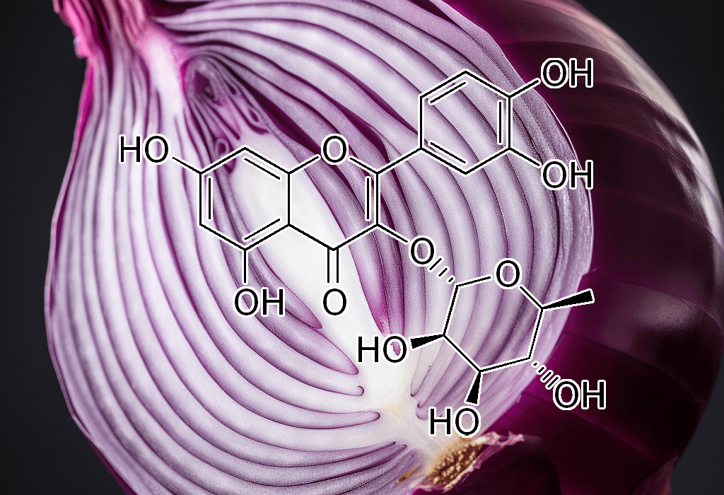 Quercitrin compound illustration, a natural flavonoid included in Interstellar Blends' herbal formulas, known for its antioxidant, anti-inflammatory, and liver-protective properties