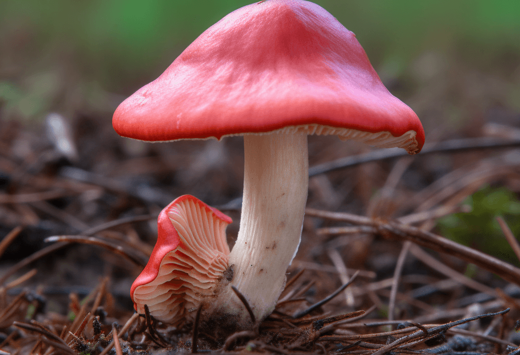 Russula lepida – A bright depiction of Russula lepida, a medicinal mushroom in Interstellar Blends for immune enhancement.