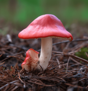 Russula lepida – A bright depiction of Russula lepida, a medicinal mushroom in Interstellar Blends for immune enhancement.