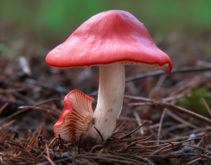 Russula lepida – A bright depiction of Russula lepida, a medicinal mushroom in Interstellar Blends for immune enhancement.