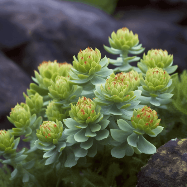Rhodiola rosea – A stunning capture of Rhodiola rosea, an adaptogenic herb in Interstellar Blends for stress resilience and mental clarity.