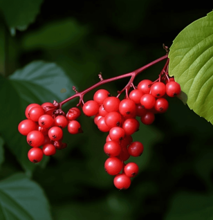 Schisandra chinensis – A vibrant image of Schisandra chinensis (Five-flavor berry), an adaptogen in Interstellar Blends for stress resilience and liver support.