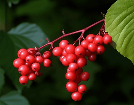 Schisandra chinensis – A vibrant image of Schisandra chinensis (Five-flavor berry), an adaptogen in Interstellar Blends for stress resilience and liver support.