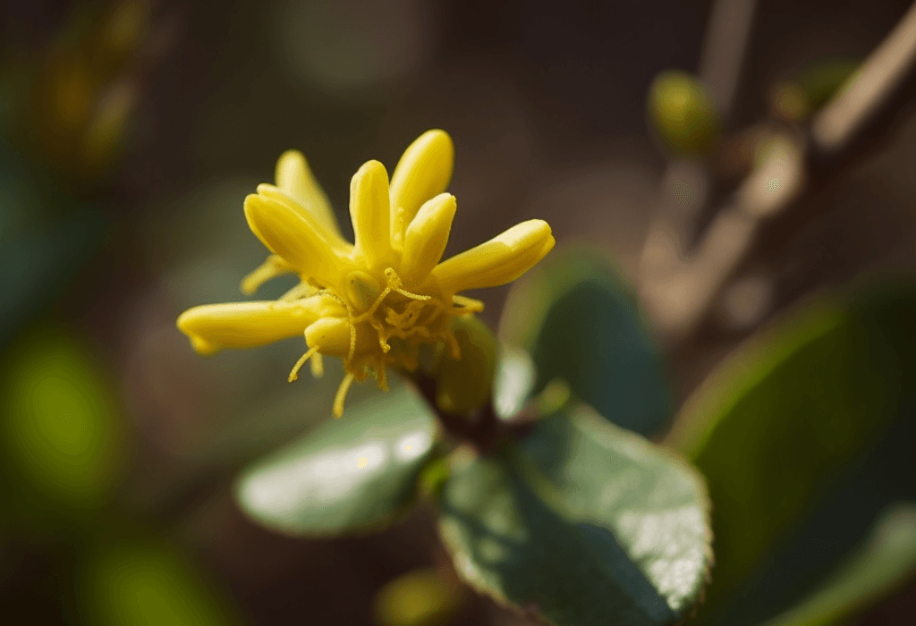 Taxillus chinensis (Chinese Mistletoe) plant illustration, a parasitic medicinal herb featured in Interstellar Blends' herbal formulas, known for its anti-inflammatory, antihypertensive, and immune-modulating properties ChatGPT can make mistakes. Check important info.
