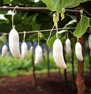 Trichosanthes cucumerina, also known as snake gourd, a medicinal vine with long, slender fruit and deeply lobed leaves, used in traditional herbal blends for its potential health benefits. - Interstellar Blends