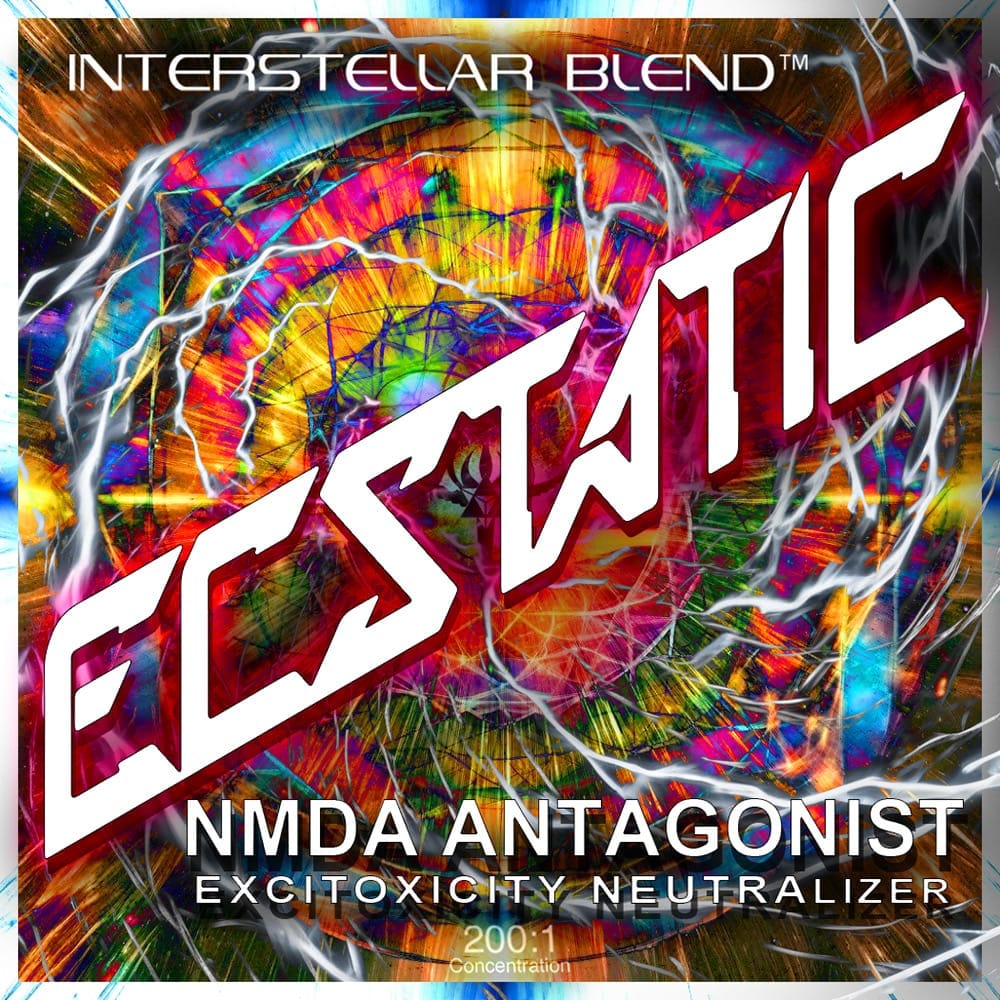 ecstatic-interstellar-blends | INTERSTELLAR BLENDS ECSTATIC, through its NMDA antagonist properties, supports cognitive function, alleviates cravings, reduces excitotoxicity, enhances memory retention, promotes neuroprotection, mitigates withdrawal symptoms, balances neurotransmitter levels, improves mood stability, aids in addiction recovery, and fosters overall mental well-being, making it a valuable addition to holistic health approaches - Interstellar Blends