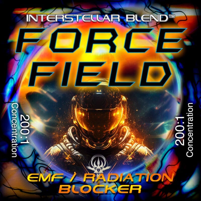 force-field-interstellar-blends | INTERSTELLAR BLENDS FORCE FIELD is a natural herbal blend designed to protect against electromagnetic fields (EMF) and radiation damage, particularly from cancer radiotherapy. Over 100 potent ingredient extracts including Astragalus, Eleuthero, and Reishi, are known for their immune-boosting and antioxidant properties, which may help mitigate radiation-induced cellular damage.