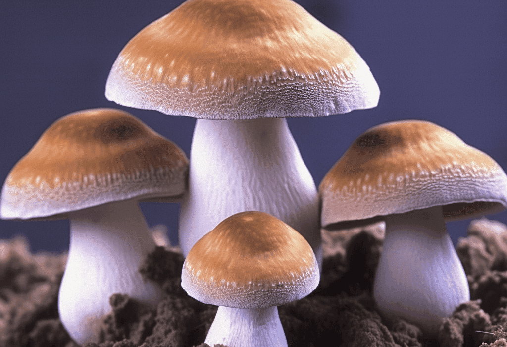 A detailed image of Agaricus blazei, the medicinal mushroom featured in Interstellar Blends for immune system support.