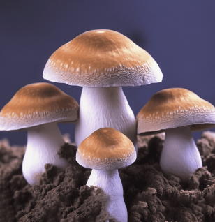 A detailed image of Agaricus blazei, the medicinal mushroom featured in Interstellar Blends for immune system support.