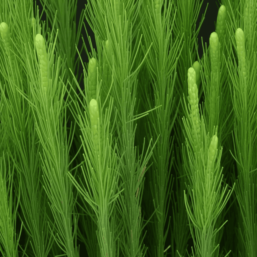 Equisetum arvense (Horsetail) plant illustration, a mineral-rich herb used in Interstellar Blends' herbal formulas, known for supporting bone density, improving skin and hair health, and promoting urinary tract function