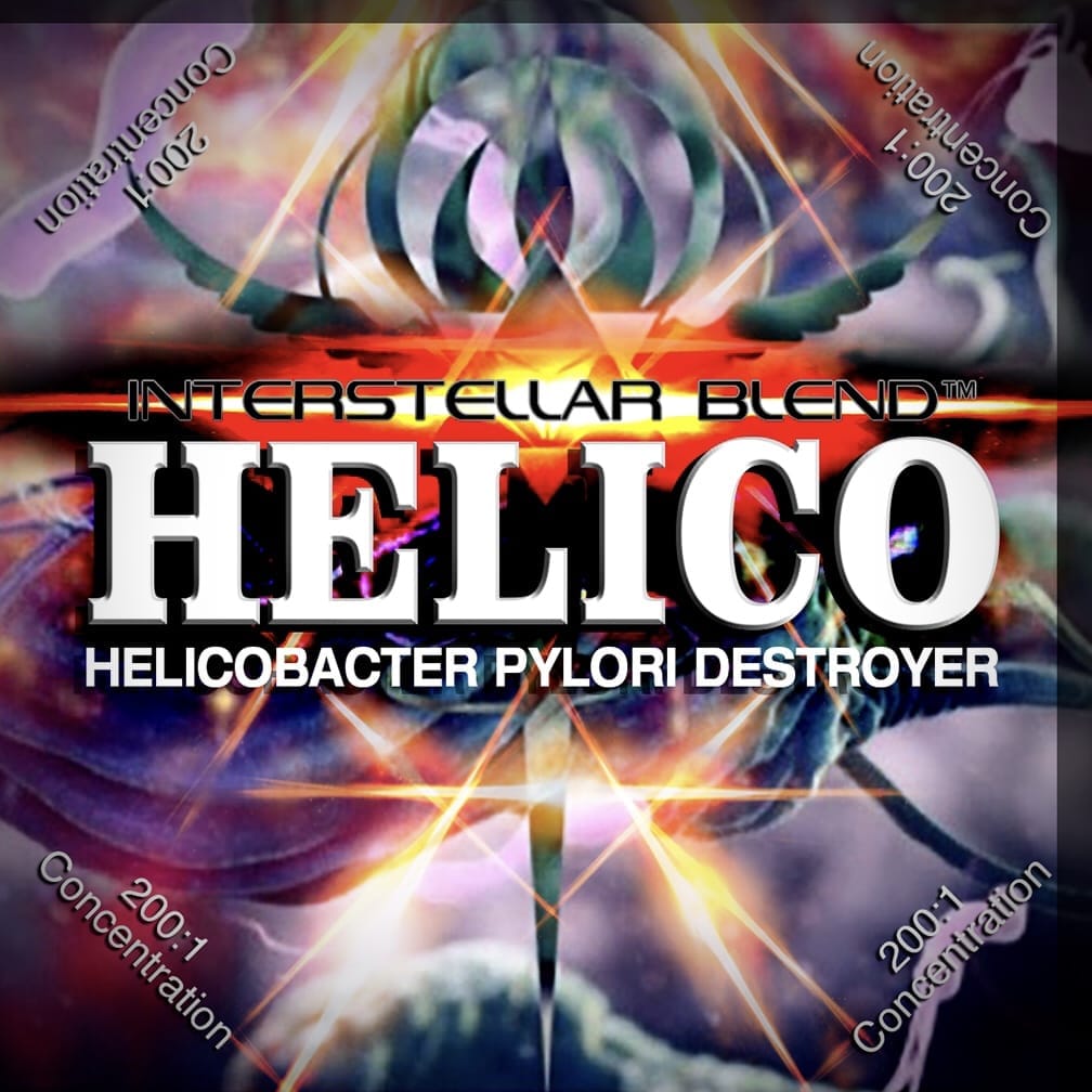 helico-interstellar-blends | INTERSTELLAR BLENDS HELICO is a potent herbal blend formulated to combat Helicobacter pylori infections. Its ingredients, including Rheum palmatum, Salvia miltiorrhiza, and Magnolia officinalis, exhibit antibacterial and anti-inflammatory properties, effectively inhibiting H. pylori growth and alleviating associated gastrointestinal discomforts such as gastritis, ulcers, and reflux.