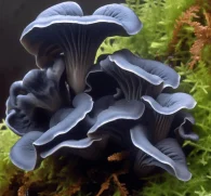 Polyozellus multiplex – A high-quality capture of Polyozellus multiplex, a rare blue mushroom in Interstellar Blends known for its neuroprotective effects.